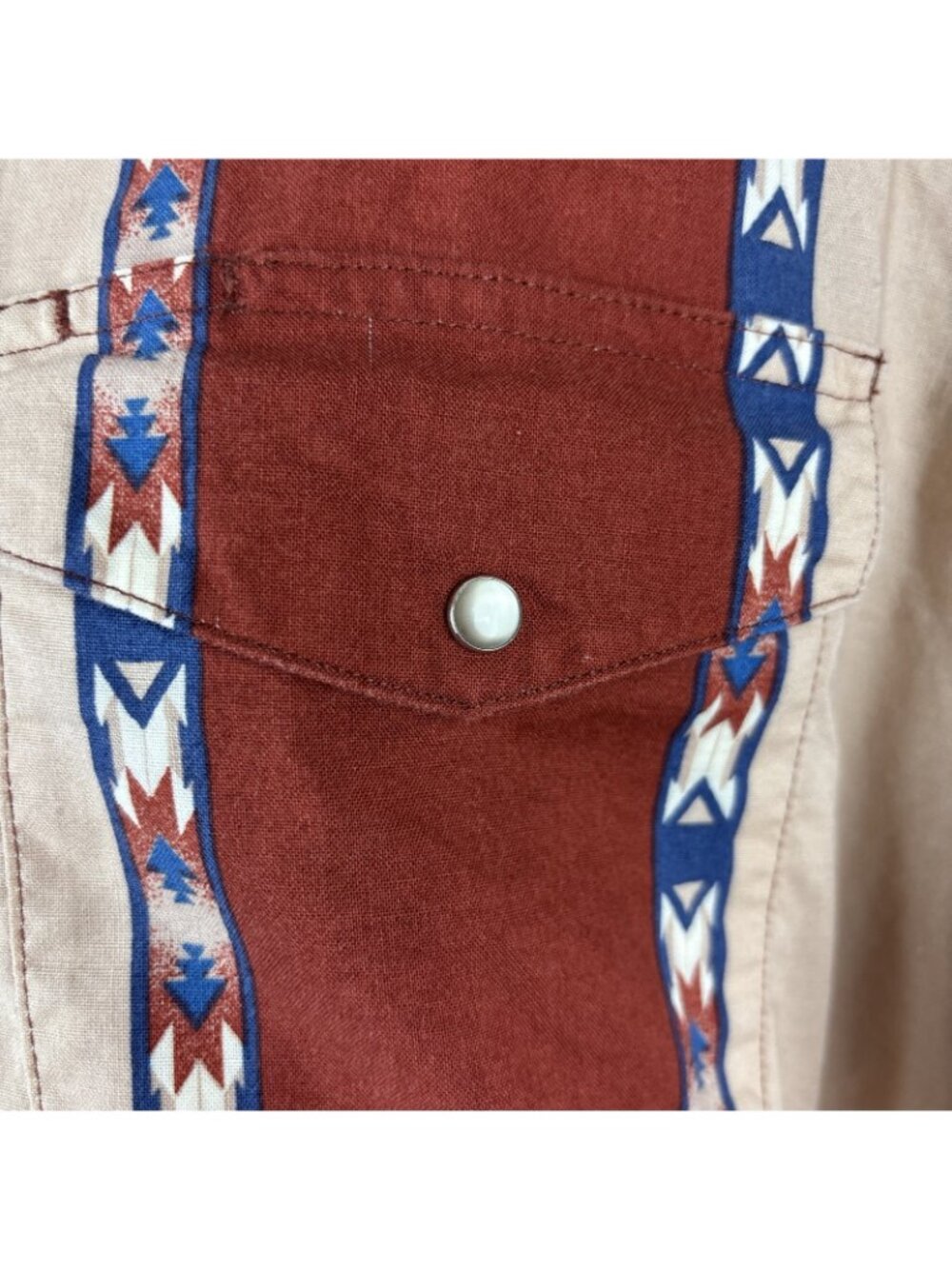 Vintage Wrangler Western Aztec Cotton Pearl Snap Long Sleeve Men's 15” Rodeo - Picture 5 of 7